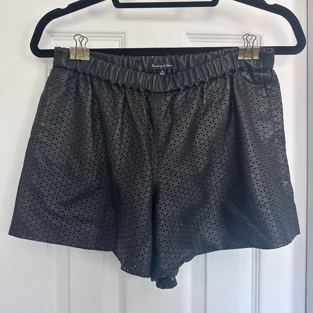 Madewell Broadway & Broome Black Perforated Leather Shorts